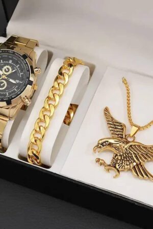 Parure Homme "Eagle Gold" (Coffret 3 Pièces)