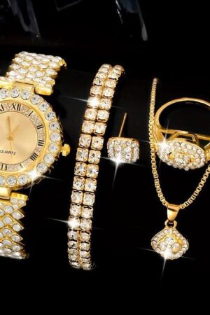 parure de bijoux dorés, scintillante et élégante