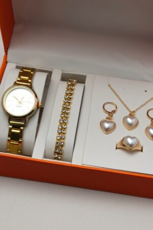 Coffret Cadeau Élégance Cœur Noir : Montre, Bracelet & Parure Bijoux Assortis