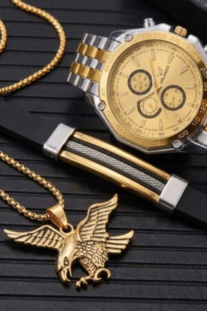 Coffret Prestige ORLANDO : Chronographe Bicolore, collier Eagle & Bracelet Assorti