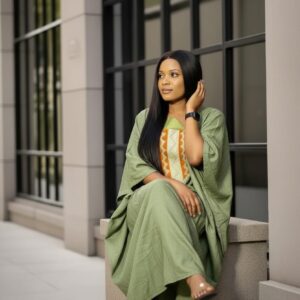 Robe Ample Verte Brodée